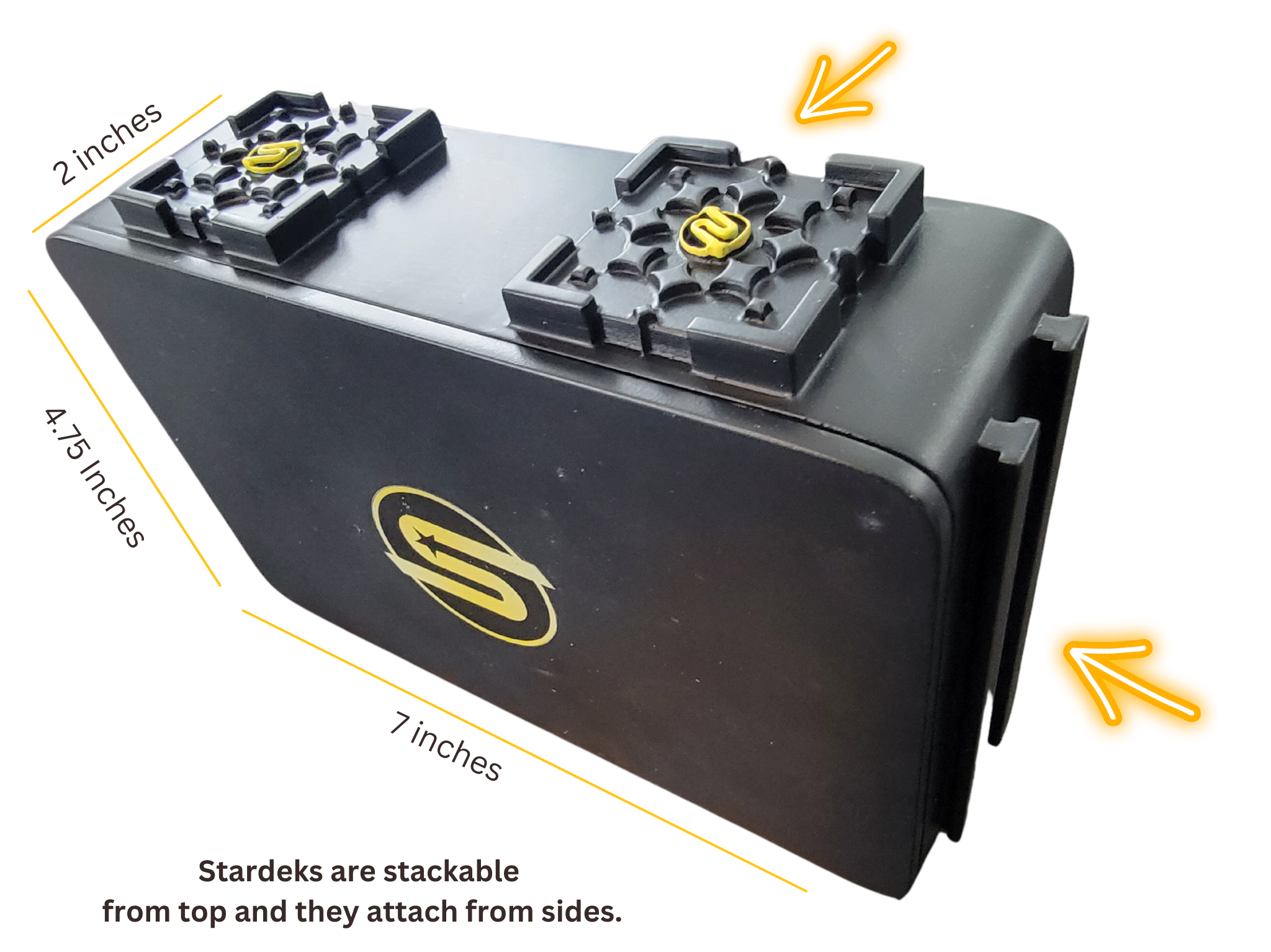 Stardeks are stackable from top and side